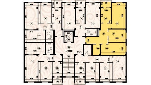 3-комнатная квартира 78.08 м²  4/8 этаж | Жилой комплекс YASHIL VODIY RESIDENCE