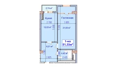 1-комн. квартира 51.33 м²  6/9 этаж | Жилой комплекс SHAYX-UL OLAM