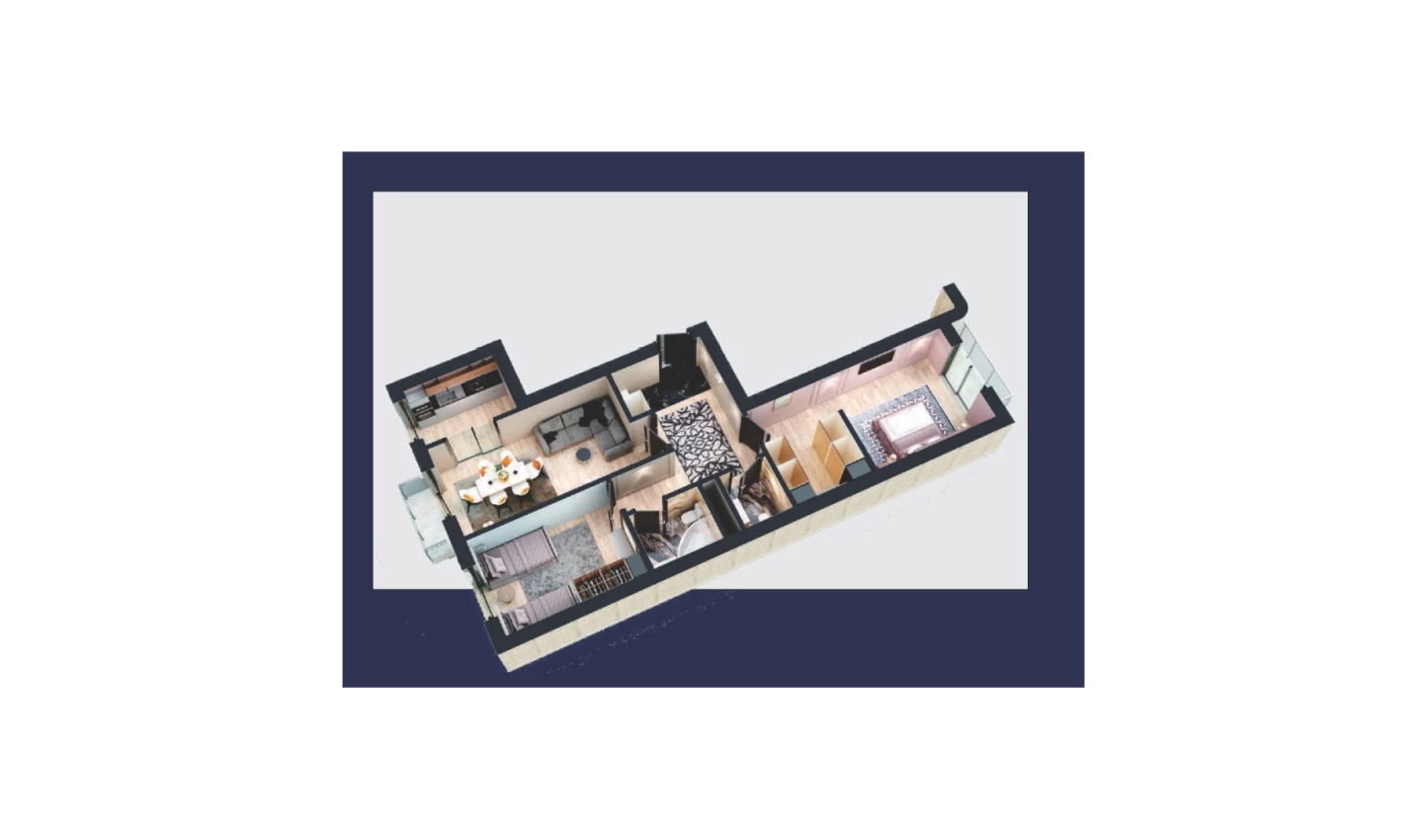 2-xonali xonadon 77.9 m²  6/10 qavat | Aviasozlar Plaza Turar-joy majmuasi