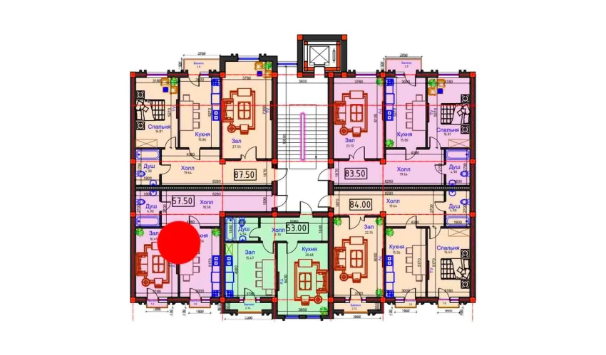 1-комнатная квартира 57.5 м²  6/9 этаж | Жилой комплекс BAHOR