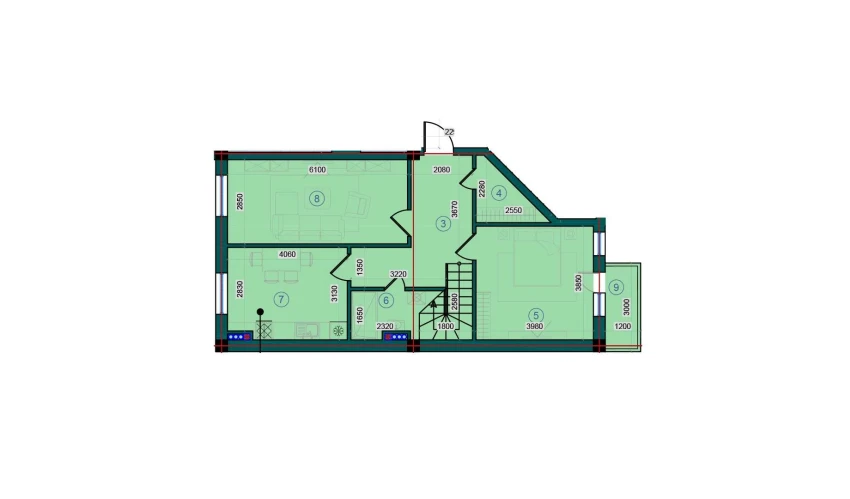 2-xonali xonadon 144.4 m²  7/7 qavat | Bristol Turar-joy majmuasi