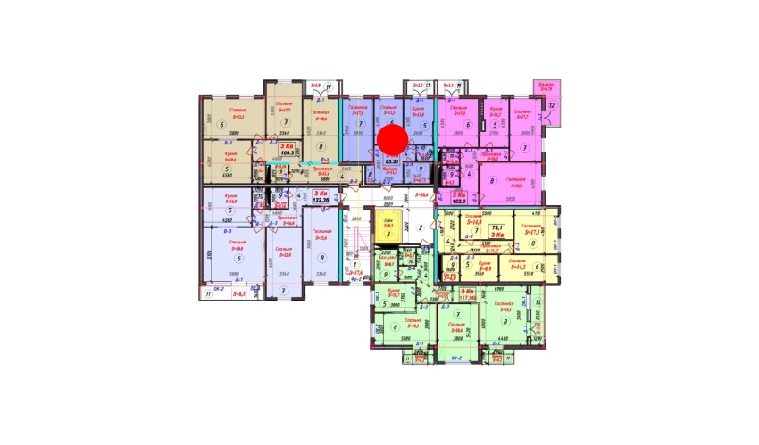 2-xonali xonadon 63.61 m²  5/9 qavat | SAMARQAND CITY Turar-joy majmuasi