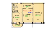 2-комн. квартира 64 м²  4/7 этаж | Жилой комплекс Bunyodkor