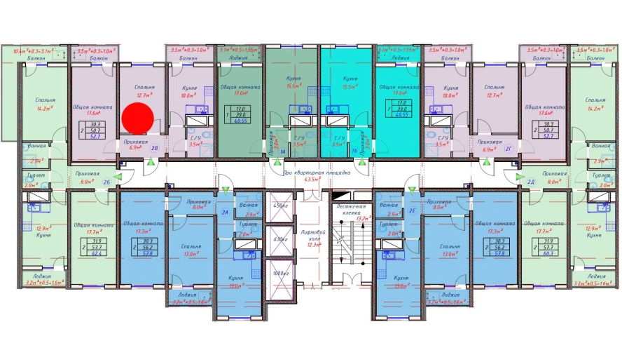 2-комн. квартира 52.7 м²  6/16 этаж | Жилой комплекс TRINITY