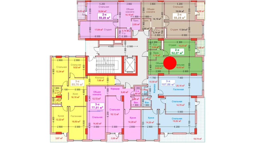 2-комн. квартира 52.27 м²  4/8 этаж | Жилой комплекс CAPITAL AVENUE