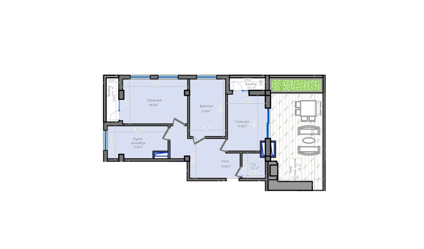 3-комн. квартира 127.2 м²  13/13 этаж | Жилой комплекс ORZU SAROYI