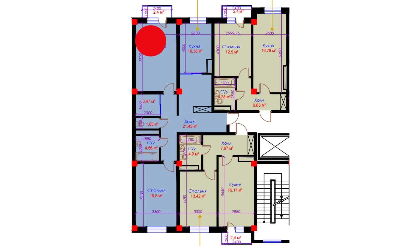 2-комн. квартира 83.2 м²  2/10 этаж | Жилой комплекс Ko'kcha-Oqtepa