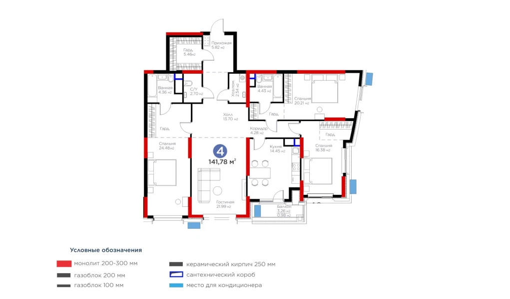 4-комн. квартира 141.78 м² 6/13 этаж | Жилой комплекс BI Flagman 4-комн. квартира 141.78 м² 6/13 этаж | Жилой комплекс BI Flagman