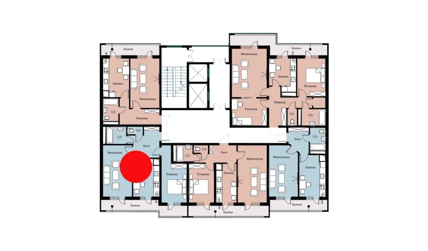 2-xonali xonadon 55.75 m²  4/16 qavat | SOKIN DIYOR Turar-joy majmuasi