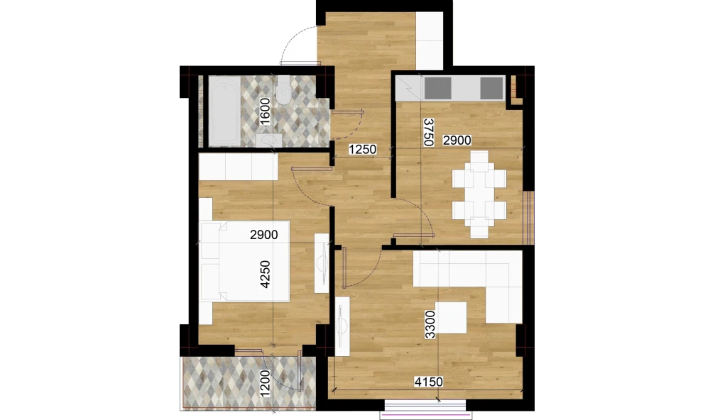 2-комнатная квартира 54.68 м²  4/7 этаж | Жилой комплекс O'ZBEGIM