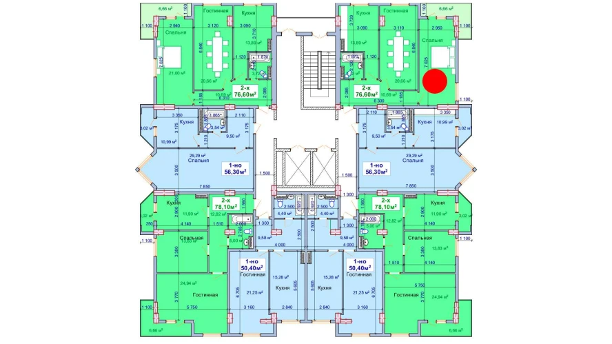 2-комн. квартира 76.6 м²  7/9 этаж | Жилой комплекс SHAYX-UL OLAM