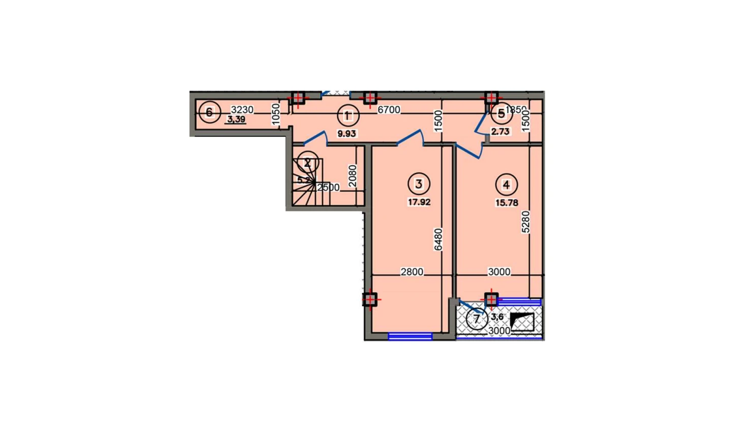 2-xonali xonadon 60.88 m²  9/10 qavat | Qibray City Turar-joy majmuasi