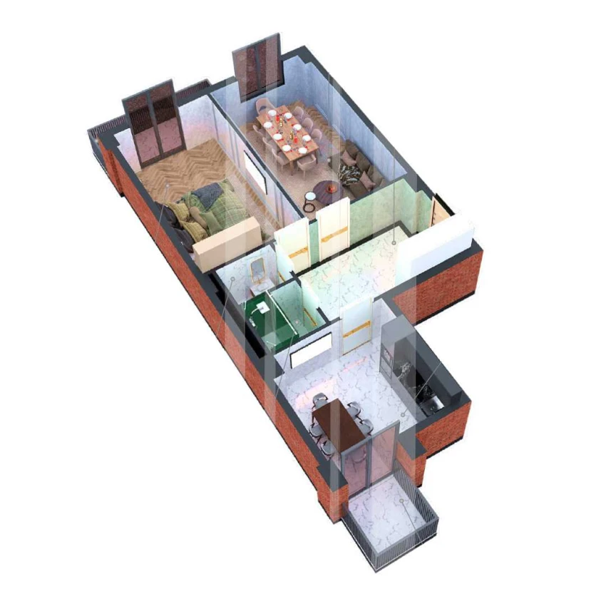 2-xonali xonadon 71.5 m²  6/7 qavat | O'ZBEGIM Turar-joy majmuasi