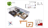 2-xonali xonadon 57.5 m²  3/9 qavat | Uchtepa Avenue Turar-joy majmuasi