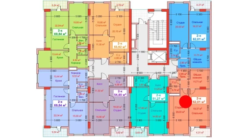 2-комнатная квартира 62.01 м²  7/8 этаж | Жилой комплекс CAPITAL AVENUE