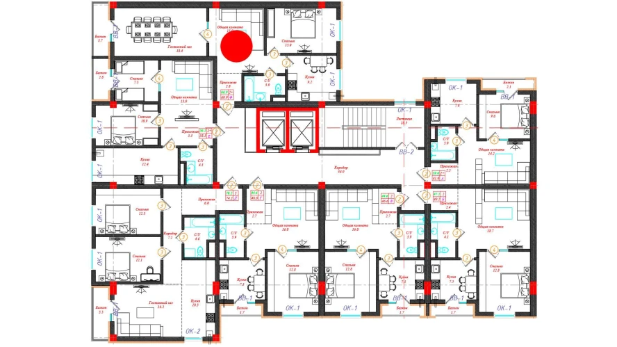 2-xonali xonadon 69.9 m²  7/12 qavat | CHINARA PARK Turar-joy majmuasi