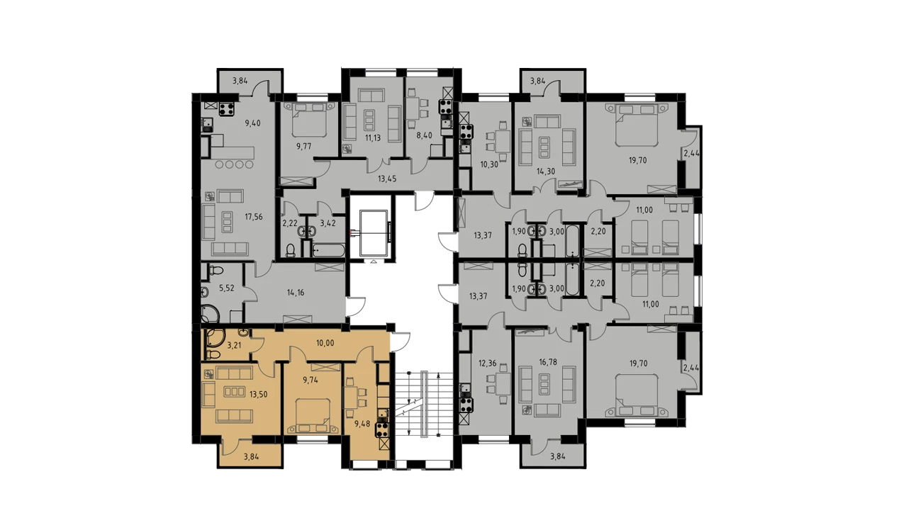 2-комн. квартира 47.1 м²  4/9 этаж | Жилой комплекс MINGCHINOR