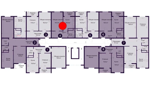 1-xonali xonadon 36.65 m²  4/9 qavat | SOHIL BO'YI ANDIJON Turar-joy majmuasi