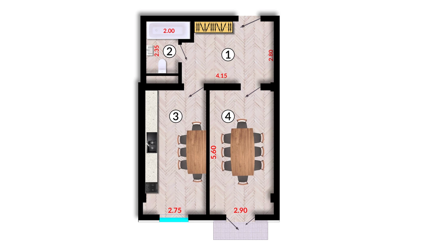 1-комн. квартира 49.1 м²  3/10 этаж | Жилой комплекс Ko'kcha-Oqtepa