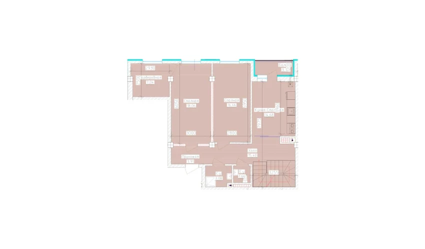 3-xonali xonadon 83.5 m²  9/9 qavat | Aero Town Turar-joy majmuasi