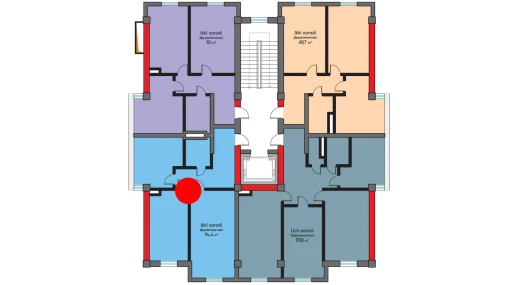 2-xonali xonadon 74.4 m²  9/10 qavat | BRIDGE Turar-joy majmuasi