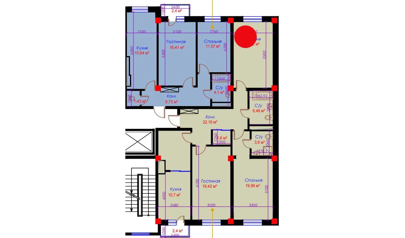3-комн. квартира 108.22 м²  4/10 этаж | Жилой комплекс Ko'kcha-Oqtepa