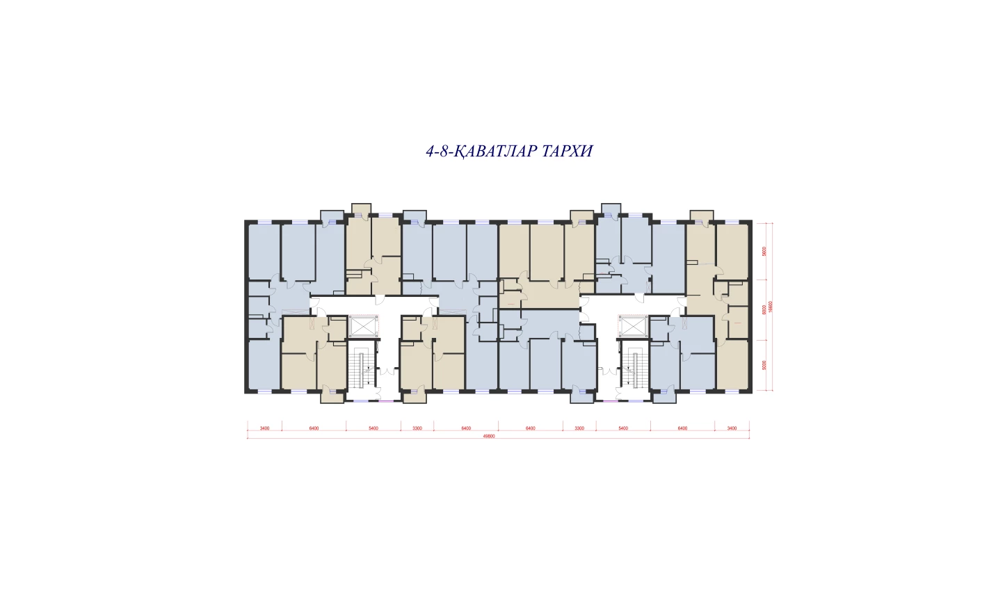 3-xonali xonadon 99.57 m²  4/10 qavat | Ko'kcha-Oqtepa Turar-joy majmuasi