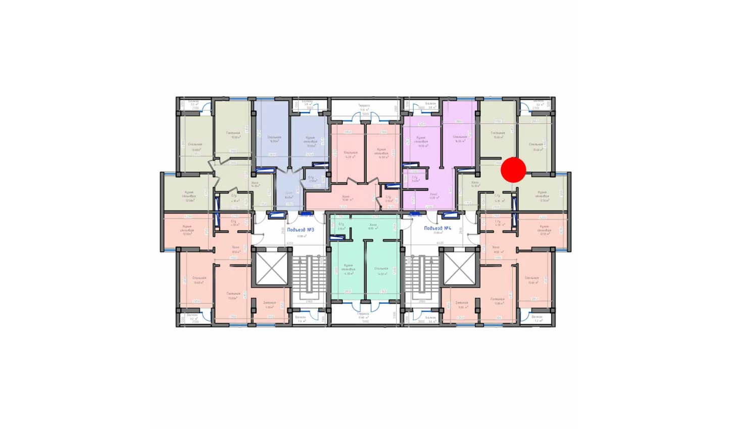 2-комн. квартира 65.5 м²  3/13 этаж | Жилой комплекс ORZU SAROYI