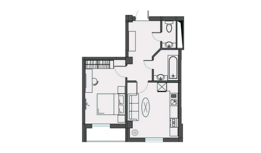 1-комнатная квартира 43.6 м²  10/14 этаж | Жилой комплекс KAVAT TOWERS