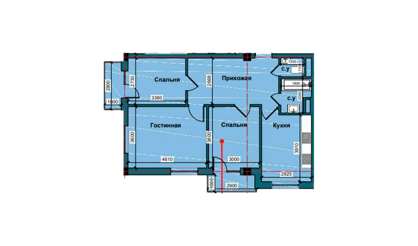 3-комн. квартира 77.3 м²  8/10 этаж | Жилой комплекс NUR BARAKA
