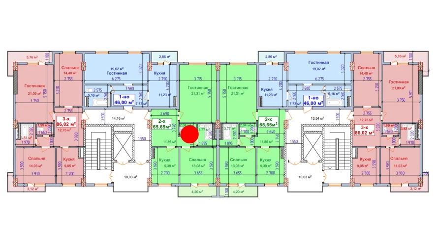 2-комн. квартира 65.65 м²  6/9 этаж | Жилой комплекс SHAYX-UL OLAM