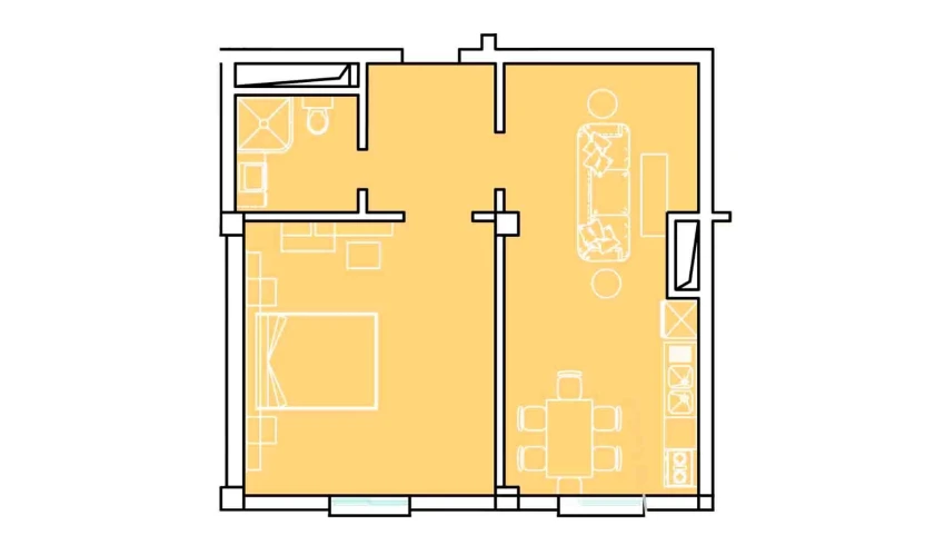 3-xonali xonadon 58.25 m²  1/8 qavat | Ziynat Capital Turar-joy majmuasi