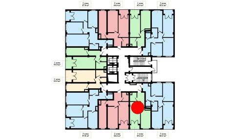 1-xonali xonadon 45.6 m²  3/16 qavat | Musaffo Turar-joy majmuasi