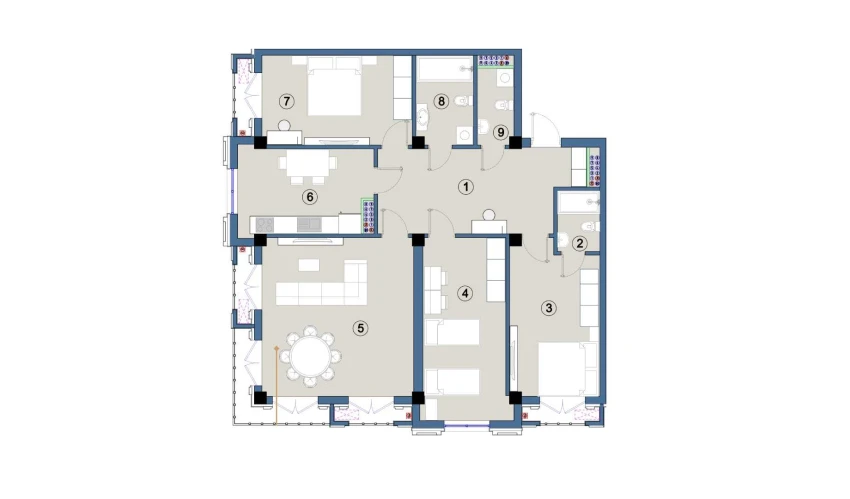 4-xonali xonadon 120 m²  8/9 qavat | FLORYA RESIDENCE Turar-joy majmuasi