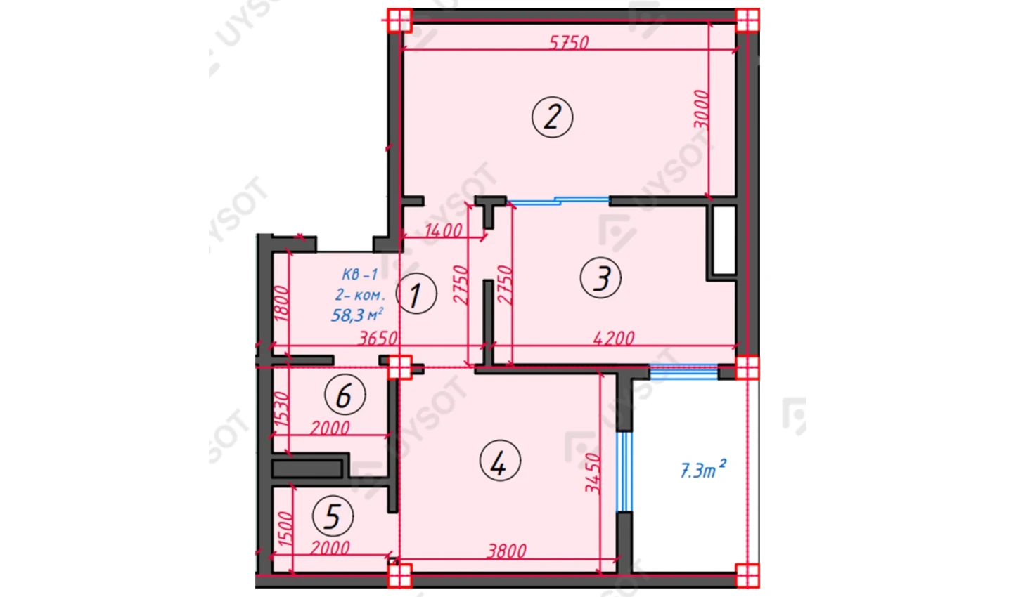 2-xonali xonadon 58.2 m² 2/16 qavat | TURKISTON AVENUE Turar-joy majmuasi 2-xonali xonadon 58.2 m² 2/16 qavat | TURKISTON AVENUE Turar-joy majmuasi
