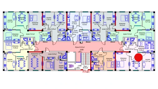 3-комнатная квартира 68.72 м²  1/9 этаж | Жилой комплекс MILLIY XONADONLAR