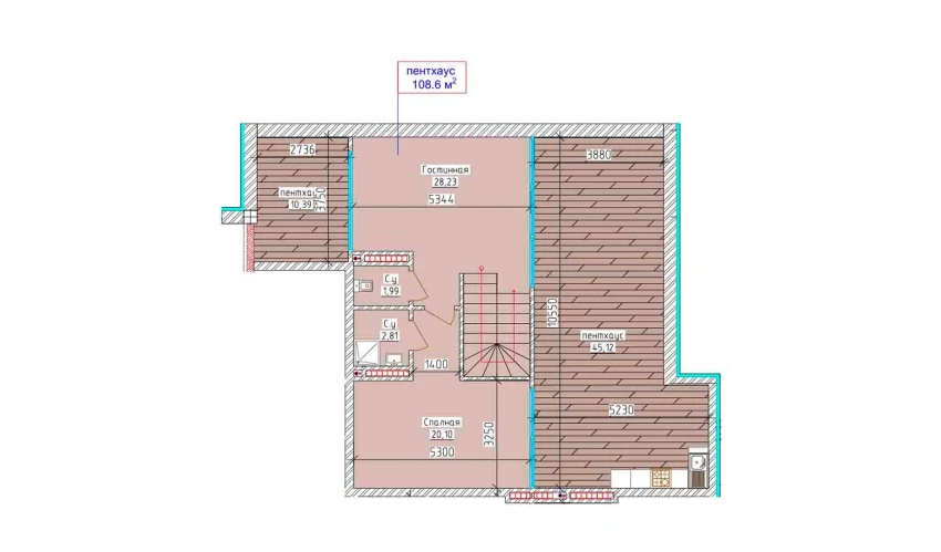 3-xonali xonadon 101.46 m²  9/9 qavat | Aero Town Turar-joy majmuasi