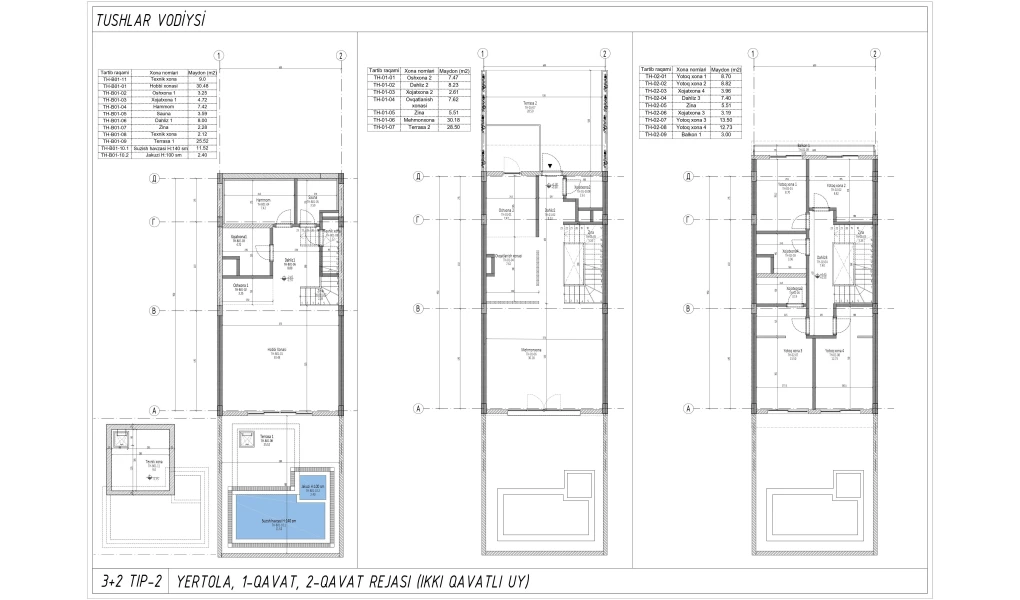 5-xonali xonadon 217.59 m²  1/1 qavat | TUSHLAR VODIYSI Turar-joy majmuasi