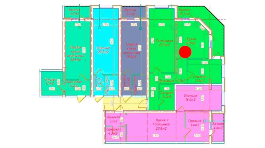 2-xonali xonadon 79.5 m²  4/16 qavat | DO'MBIROBOD RESIDENCE Turar-joy majmuasi