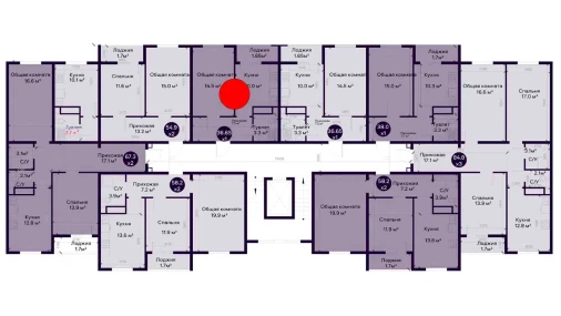 1-xonali xonadon 36.65 m²  2/9 qavat | SOHIL BO'YI ANDIJON Turar-joy majmuasi