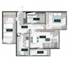 3-xonali xonadon 84.22 m²  10/26 qavat | SAF TOWERS Turar-joy majmuasi