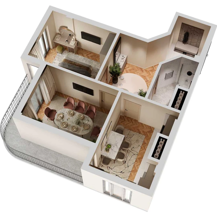 2-комн. квартира 70 м²  7/12 этаж | Жилой комплекс SOKIN SOHIL