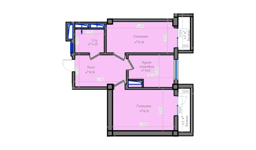 2-xonali xonadon 64.8 m²  11/13 qavat | ORZU SAROYI Turar-joy majmuasi
