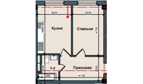 1-xonali xonadon 47.7 m²  7/9 qavat | NUR BARAKA Turar-joy majmuasi