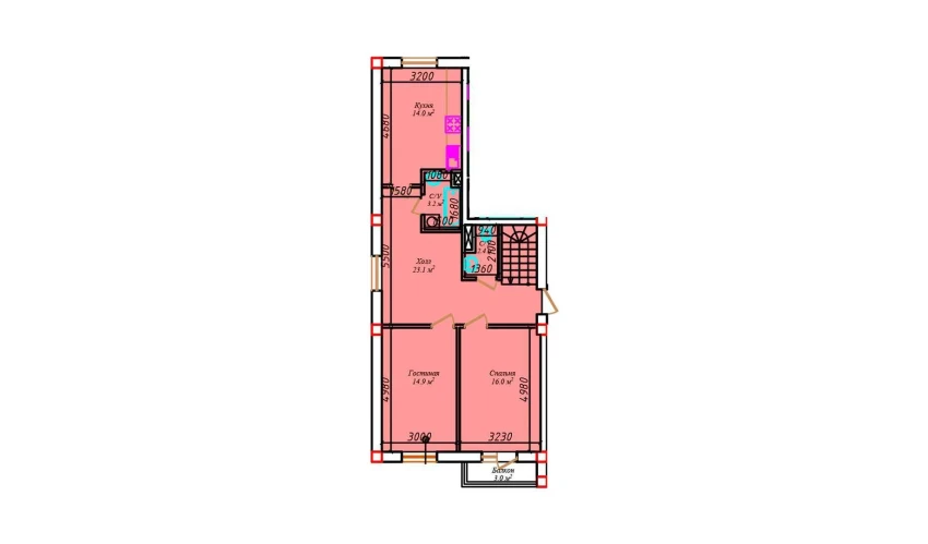 3-комнатная квартира 78.3 м²  5/6 этаж | Жилой комплекс CHIRCHIQ CITY