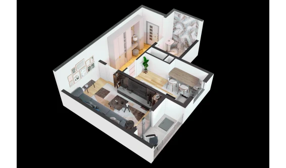 1-комнатная квартира 39.6 м²  3/16 этаж | Жилой комплекс TRINITY