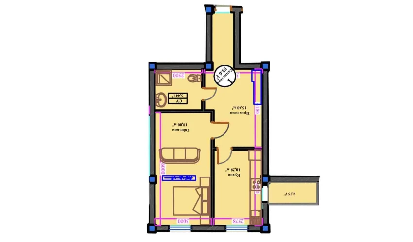 1-комнатная квартира 53.6 м²  8/11 этаж | Жилой комплекс ANHOR AVENUE