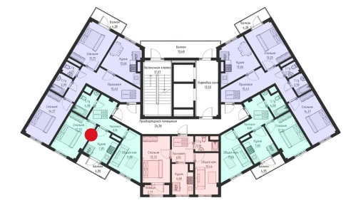 2-xonali xonadon 45.41 m²  2/15 qavat | Navro'z Residence Turar-joy majmuasi