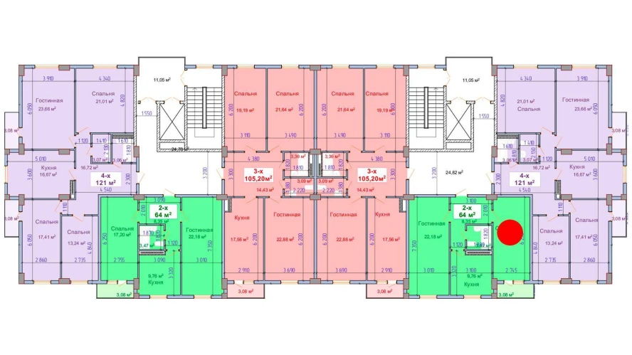 2-комн. квартира 64 м²  6/9 этаж | Жилой комплекс SHAYX-UL OLAM
