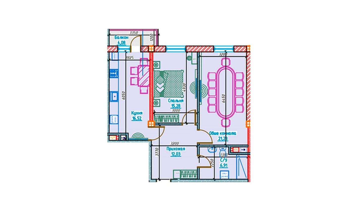 2-xonali xonadon 72.02 m²  8/13 qavat | Al-Qasr Turar-joy majmuasi